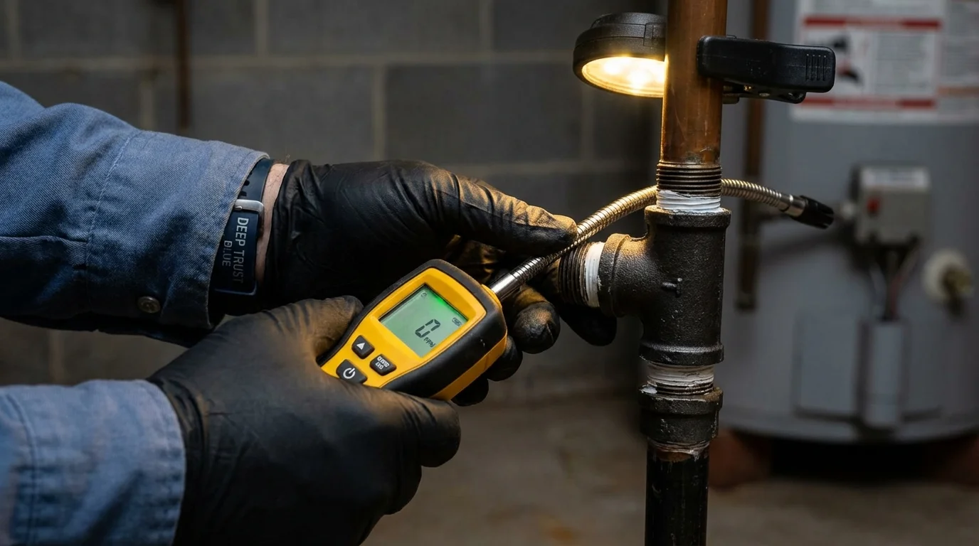 Gas leak detection with electronic sniffer by Johns Plumbing LLC in Haymarket