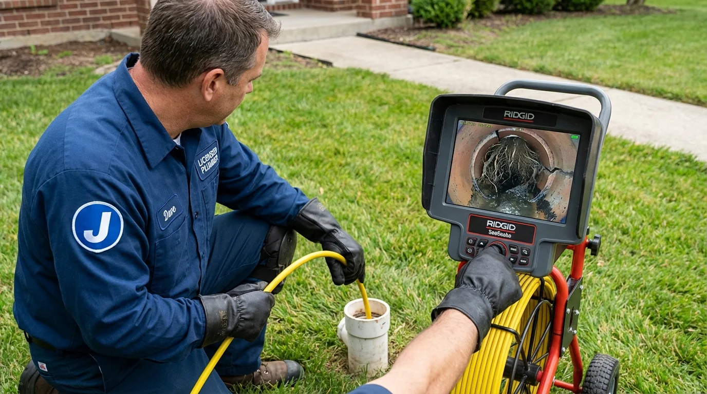 Sewer camera inspection being performed by Johns Plumbing LLC in Haymarket