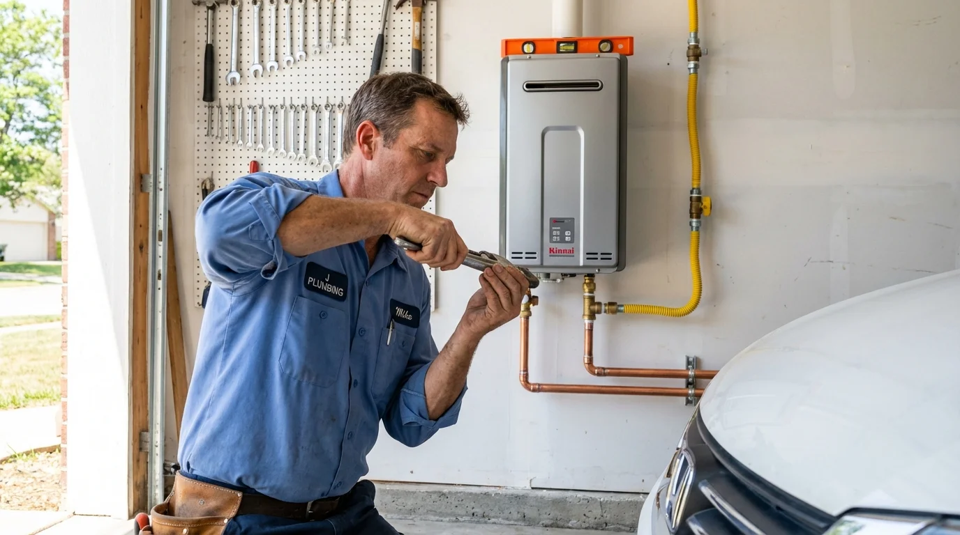 Tankless water heater installation by a Johns Plumbing LLC plumber in Haymarket